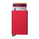 Slim Slide Card Holder Aluminum Wallet Solid Color Red