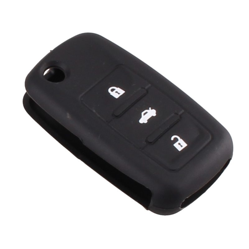 Silicone 3 buttons car key case black for Volkswagen Skoda