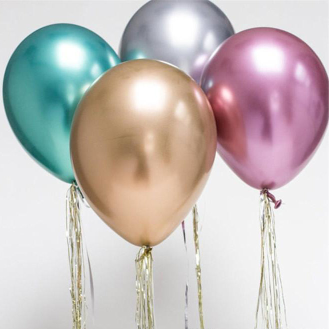 10x Glossy pearl inflatable chrome balloons metallic silver