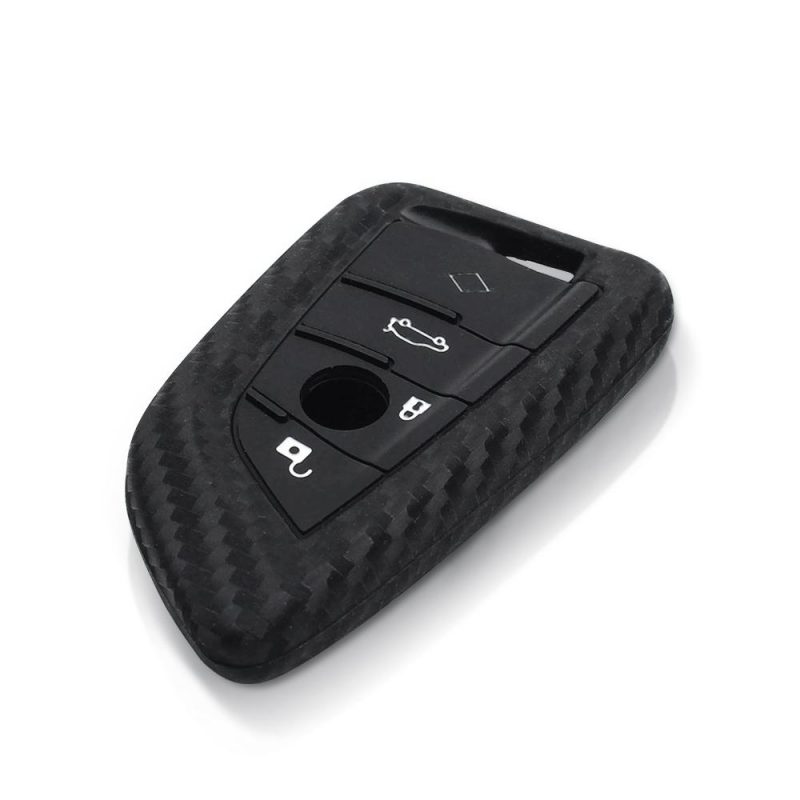 Carbon Fiber Silicone 4 buttons car key case for BMW