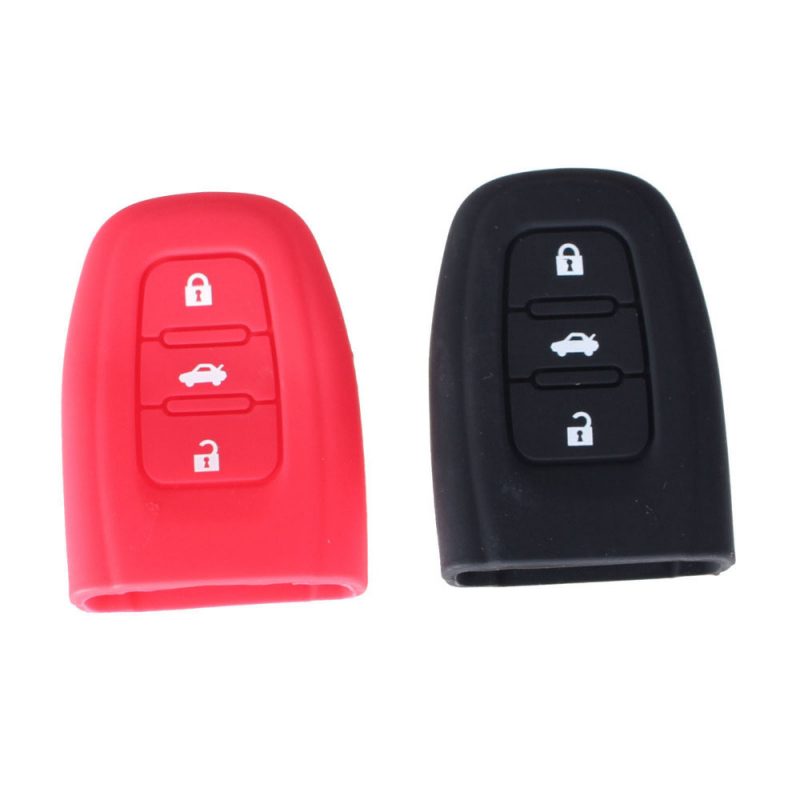 Silicone 3 buttons car key case black for Audi