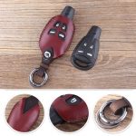 Genuine leather car key case brown for SAAB
