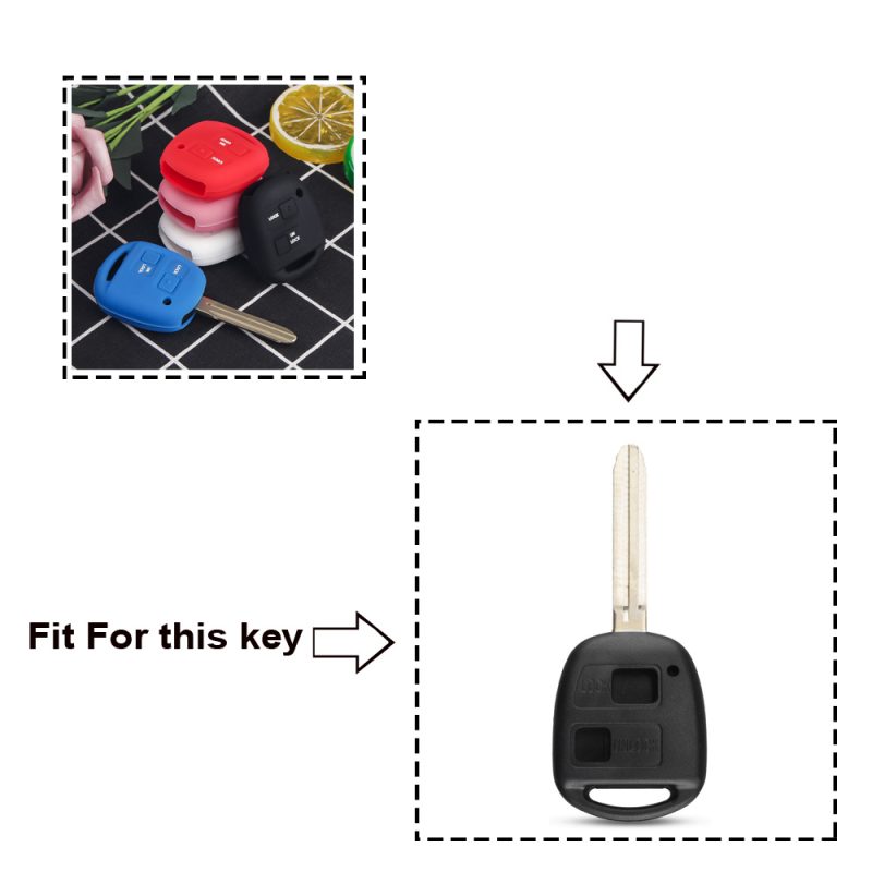 Silicone 2 buttons car key case black for Toyota
