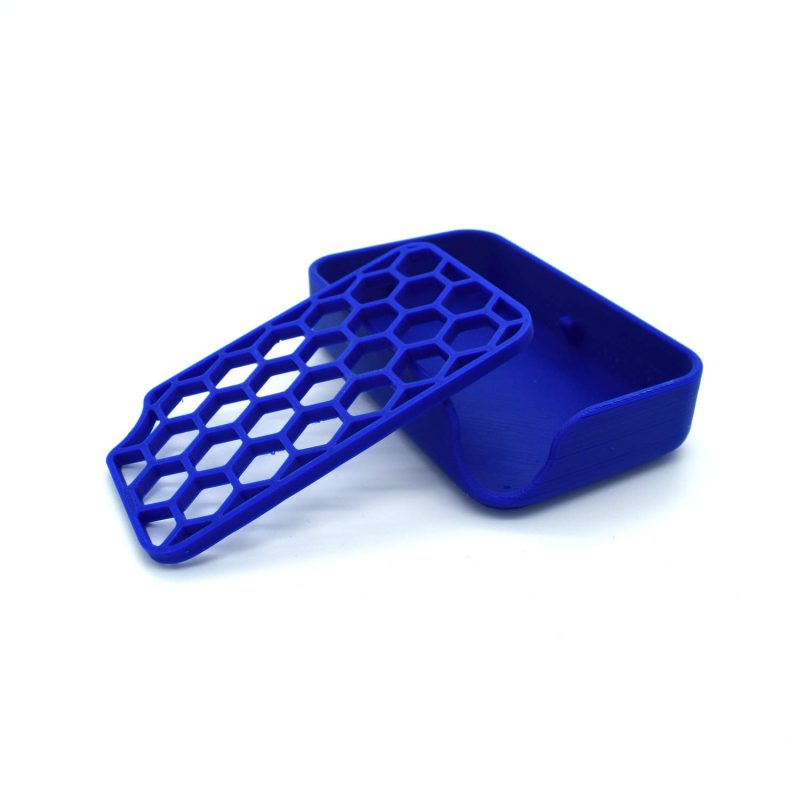 Soap holder with two parts removable washable blue