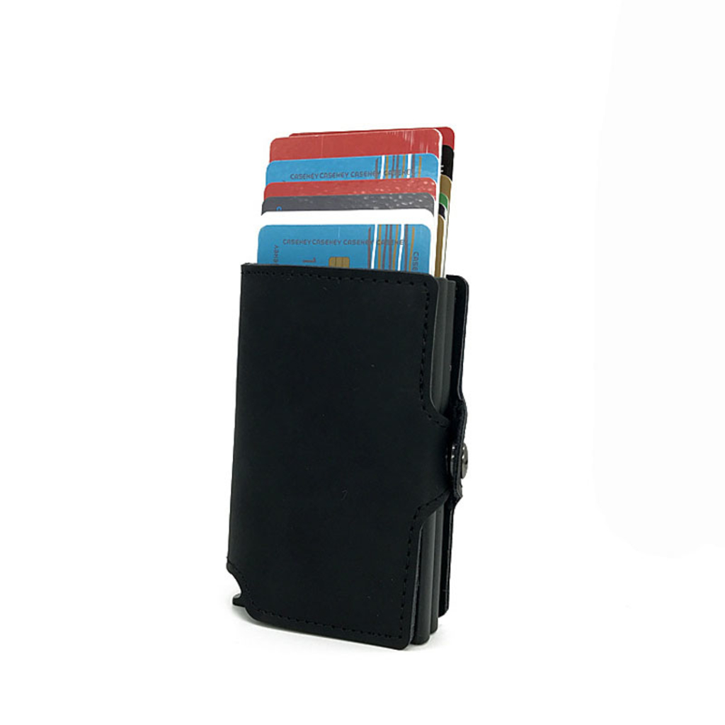Double Square Wallet RFID Draft Card Holder Black