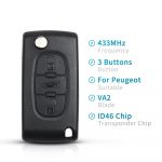 3 buttons remote key CE0536 433MHz ID46 chip VA2 for Peugeot