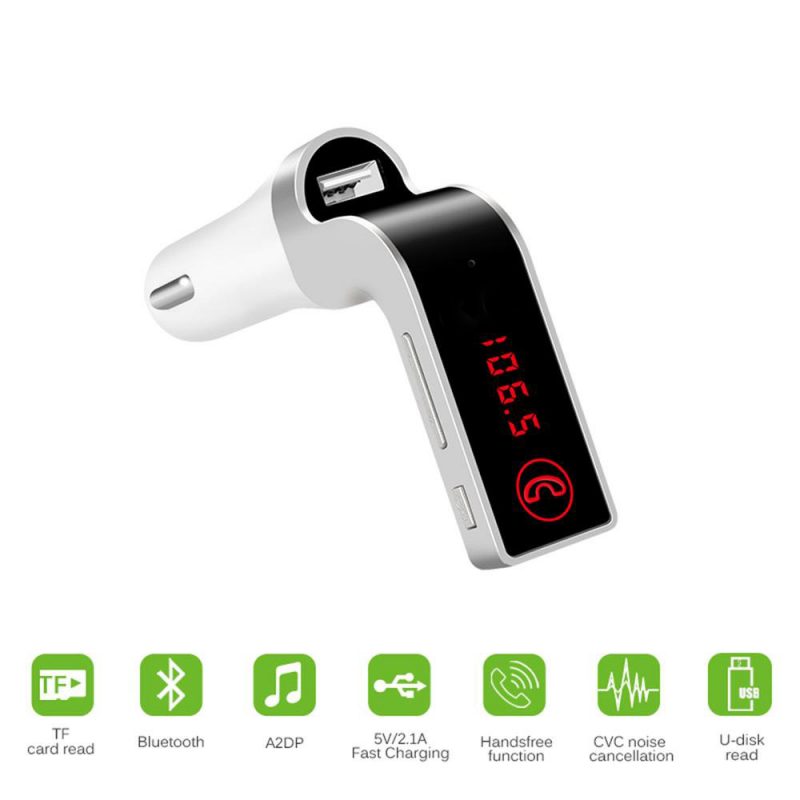 Bluetooth car FM transmitter modulator MP3 USB silver