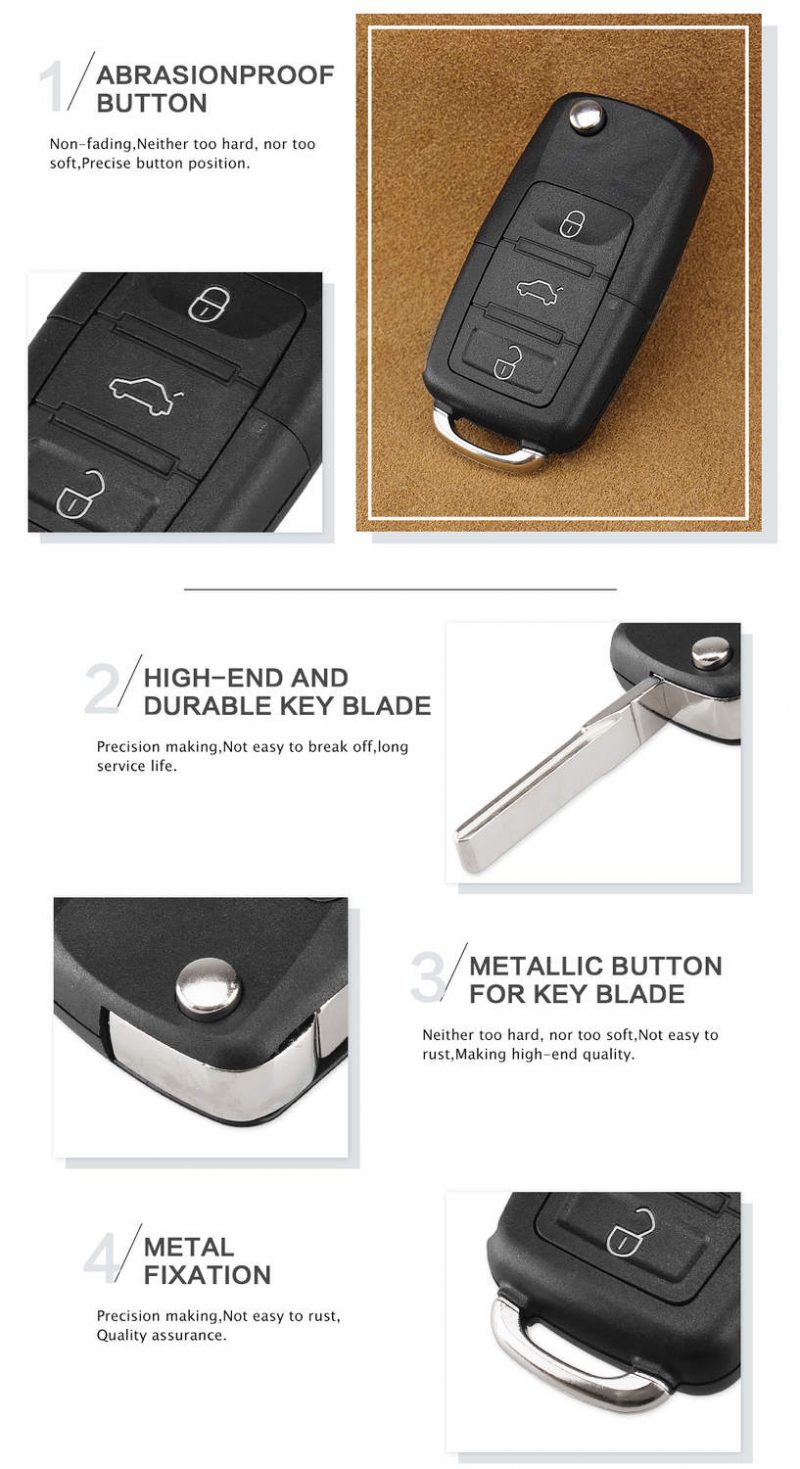 3 button folding key shell blade for VW Volkswagen