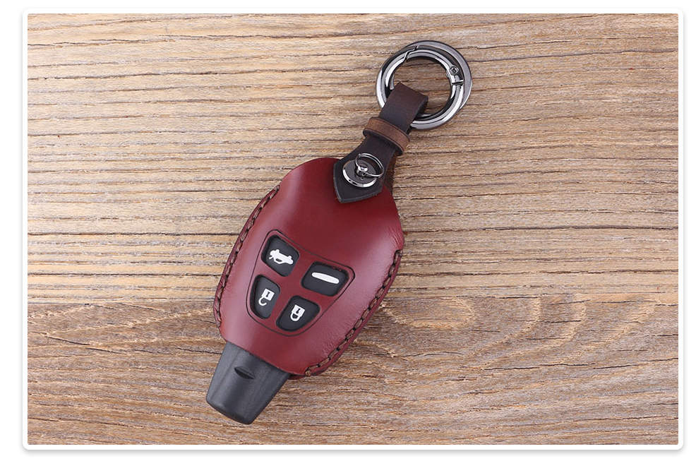 Genuine leather car key case brown for SAAB