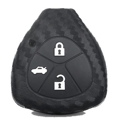 Carbon fiber silicone 3 buttons car key case for Toyota