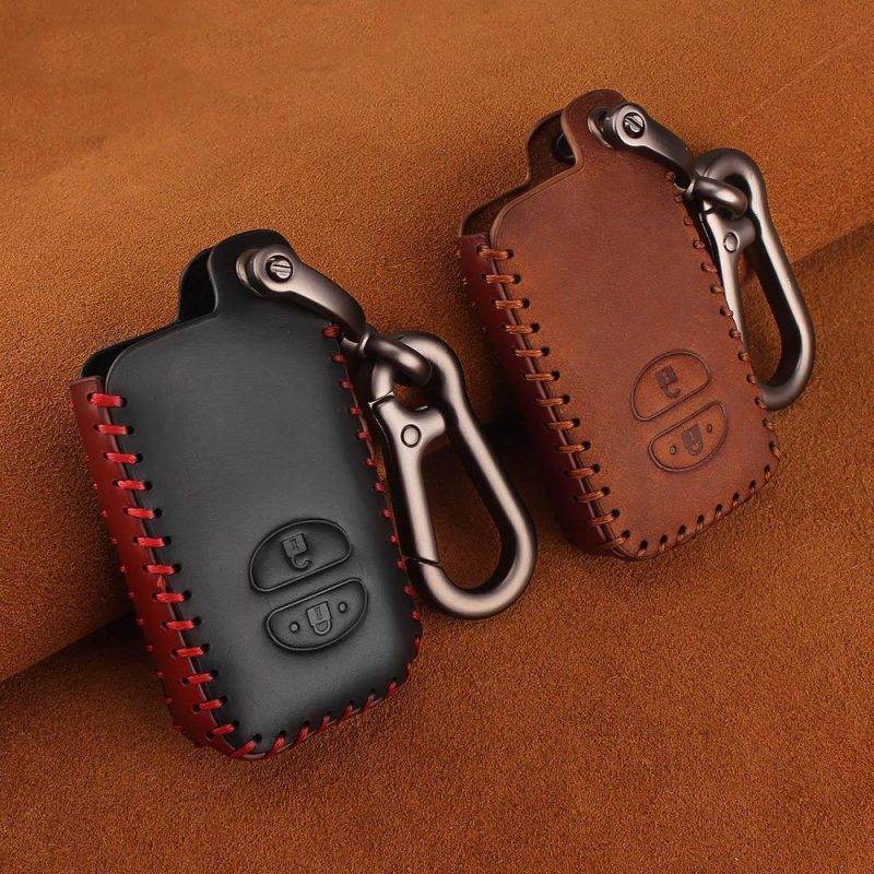 Genuine leather car key carabiner pendant for Toyota