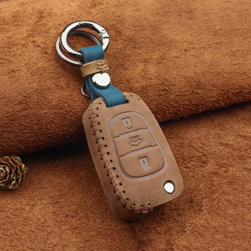Genuine leather smart car key case for Hyundai