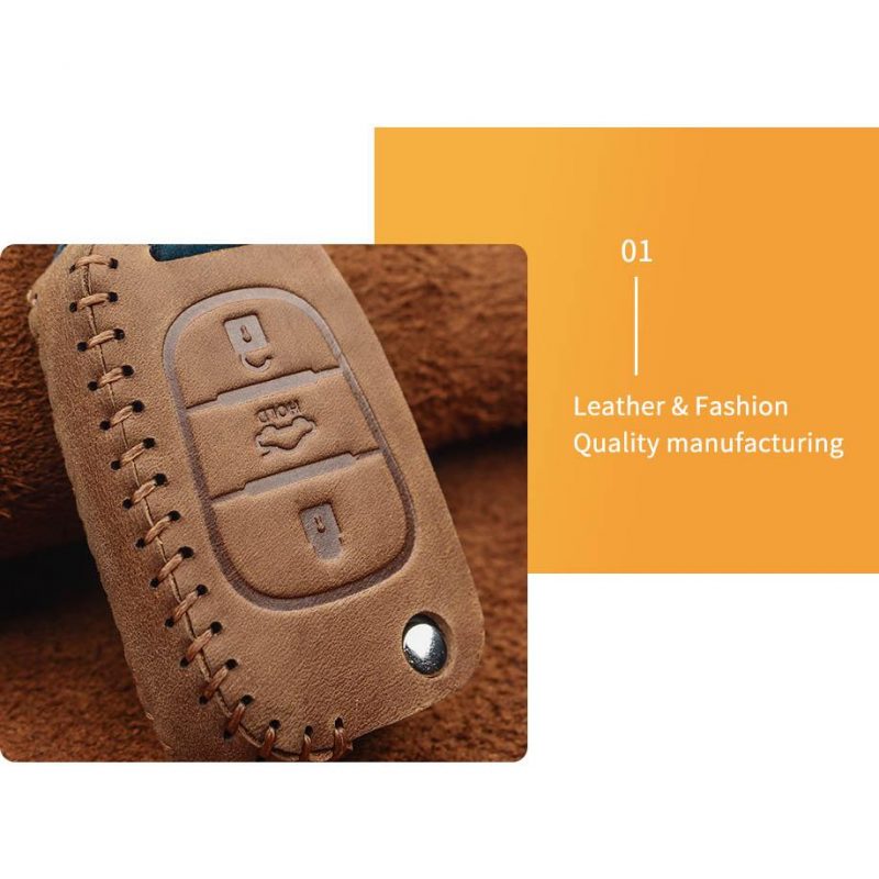 Genuine leather smart car key case for Hyundai