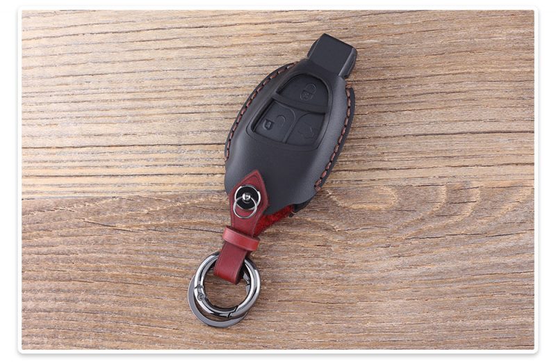 Genuine leather car key case black for Mercedes Benz