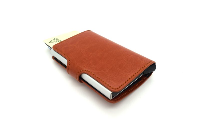 Theft protection RFID wallet automatic card holders brown