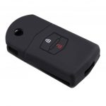 Silicone 2 buttons car key case black for Mazda