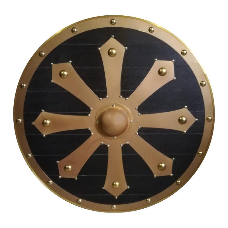 Wooden Viking shield handmade 8 arrows metal top SWE13