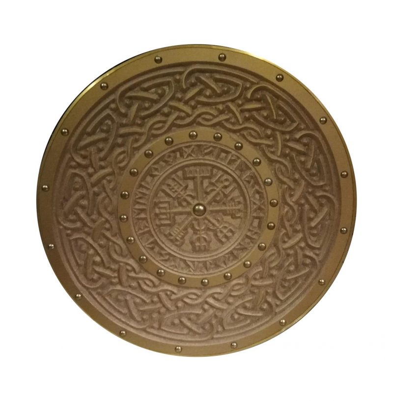 Wooden engraved Runes Helm of Awe Viking Shield SWE96