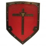 Wooden Medieval Viking Cross Shield - Red SWE103