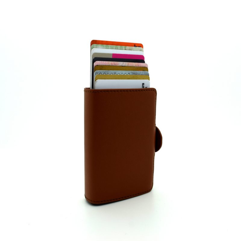 Double anti-theft RFID wallet card holder brown