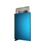 Slim Slide Korthållare Aluminium Plånbok Solid Färg Blå