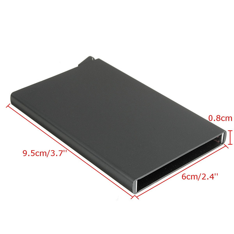 Slim Slide Card Holder Aluminum Wallet Solid Color Red