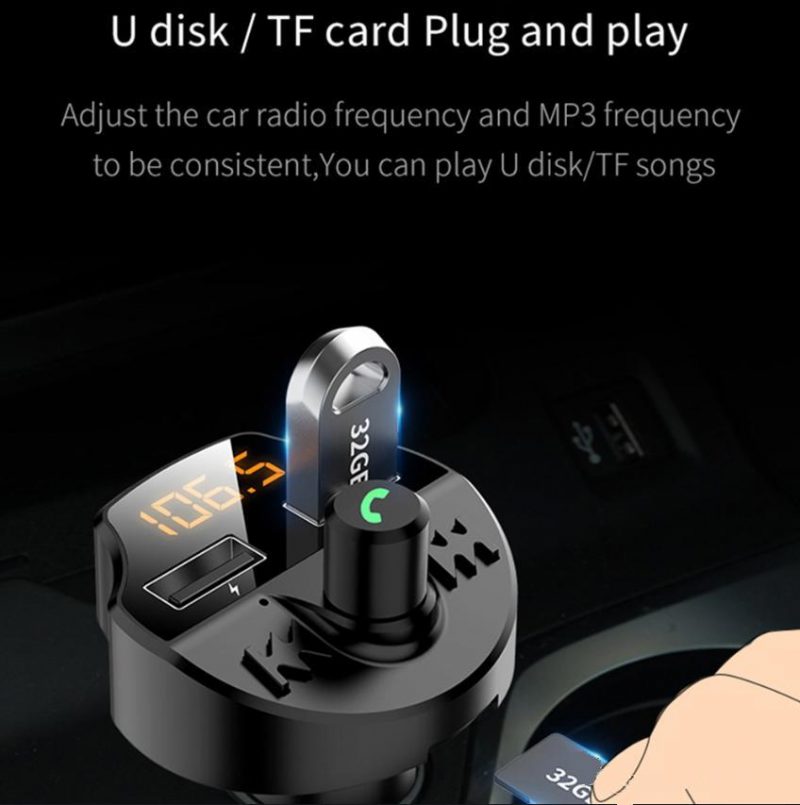 Bluetooth T66 car FM transmitter/charger MP3 wireless 3.1A
