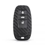 Carbon fiber silicone 3 buttons car key case for Audi