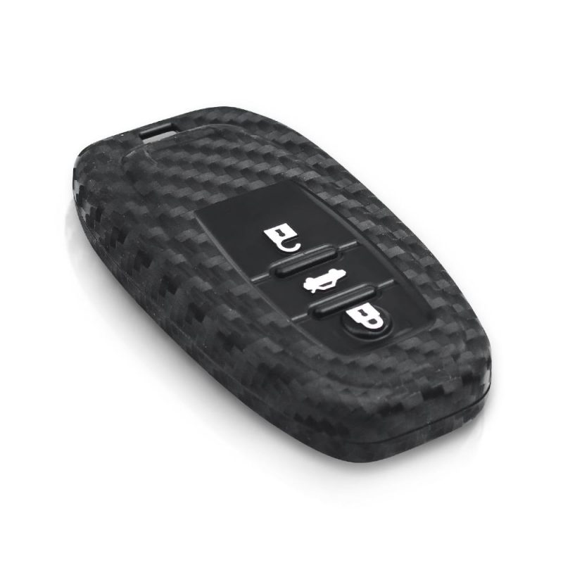 Carbon fiber silicone 3 buttons car key case for Audi