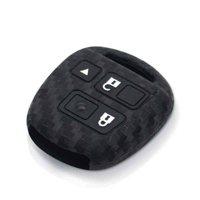 Carbon fiber silicone 3 button car key case for Toyota
