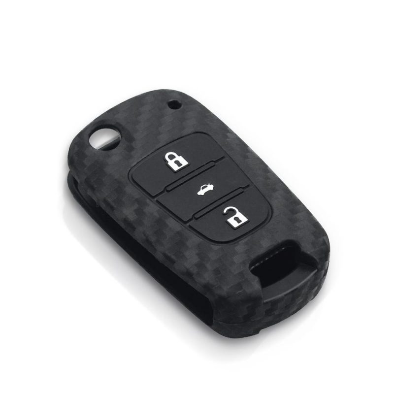 Carbon fiber silicone 3 buttons car key for Hyundai
