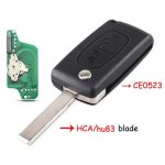 2 buttons key CE0523 433MHz ID46 chip HU83 for Peugeot