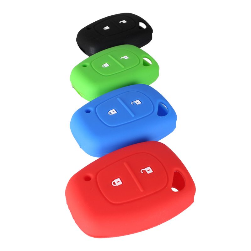 Silicone 2 buttons car key case black for Renault