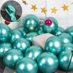 10x Glossy pearl inflatable chrome balloons metallic green