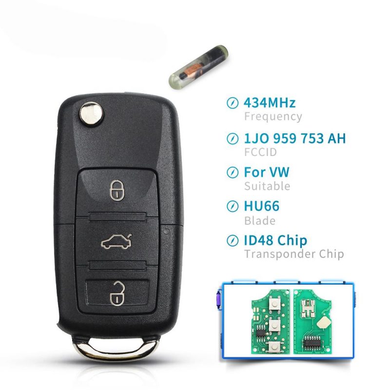 3 buttons 433Mhz remote key 1J0959753AH for VW Volkswagen