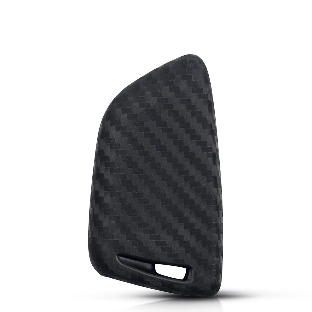 Carbon Fiber Silicone 4 buttons car key case for BMW