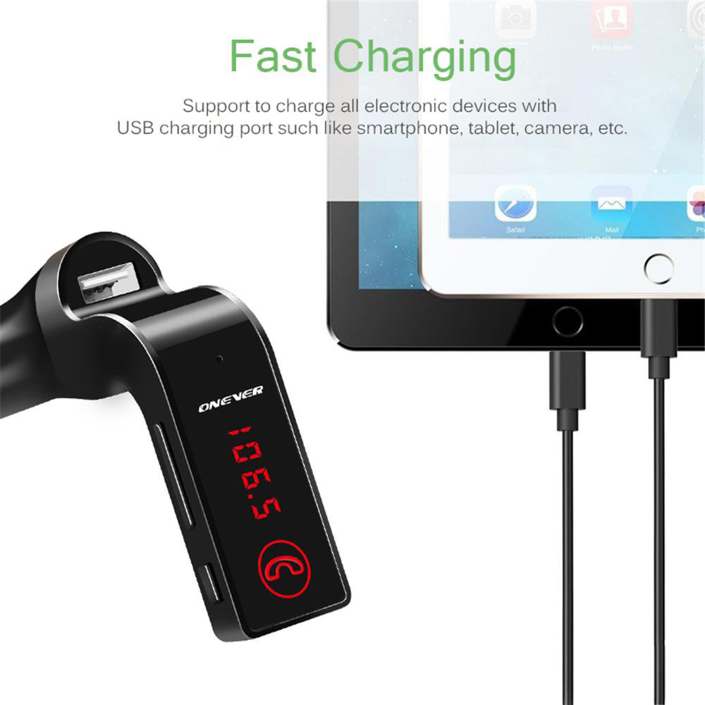 Bluetooth car FM transmitter modulator MP3 USB silver