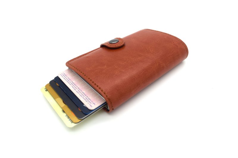 Theft protection RFID wallet automatic card holders brown
