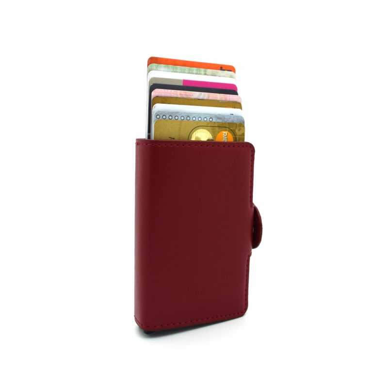 Double anti-theft RFID wallet card holder red