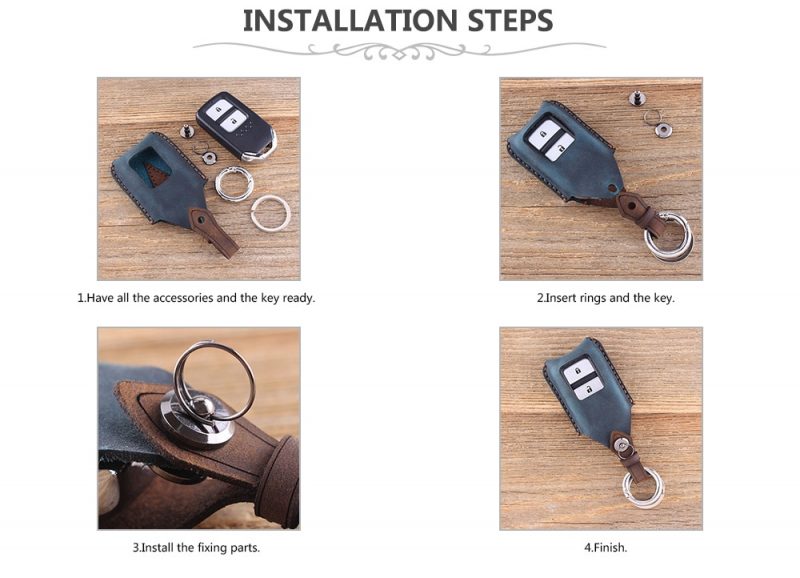 Genuine leather car key case black for Mercedes Benz