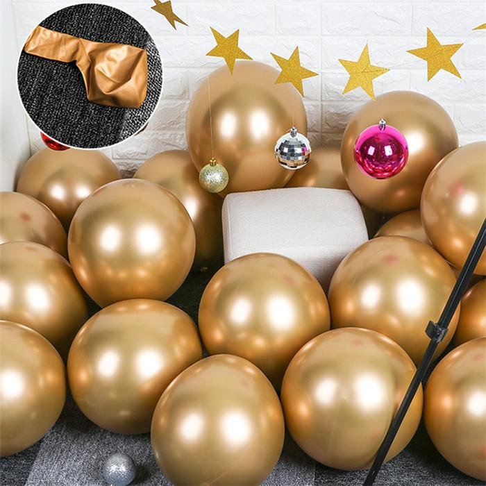10x Glossy pearl inflatable chrome balloons metallic gold