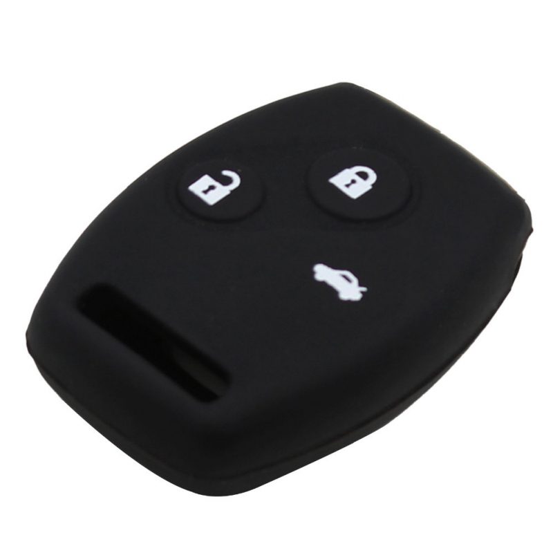 Silicone 3 buttons car key case black for Honda