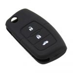 Silicone 3 buttons car key case 3 black for Ford