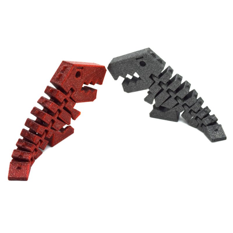 2x Rex dinosaurie flexible decoration red-gray