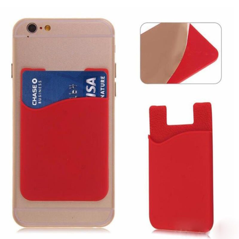 3x Silikon sock wallet card cash pocket sticker red