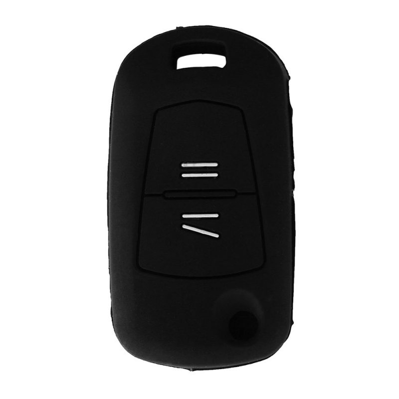 Silicone 2 buttons car key case black for Opel