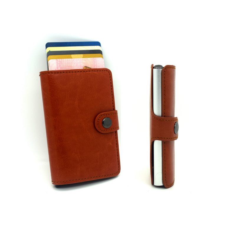 Theft protection RFID wallet automatic card holders brown