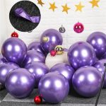 10x Glossy pearl inflatable chrome balloons metallic purple