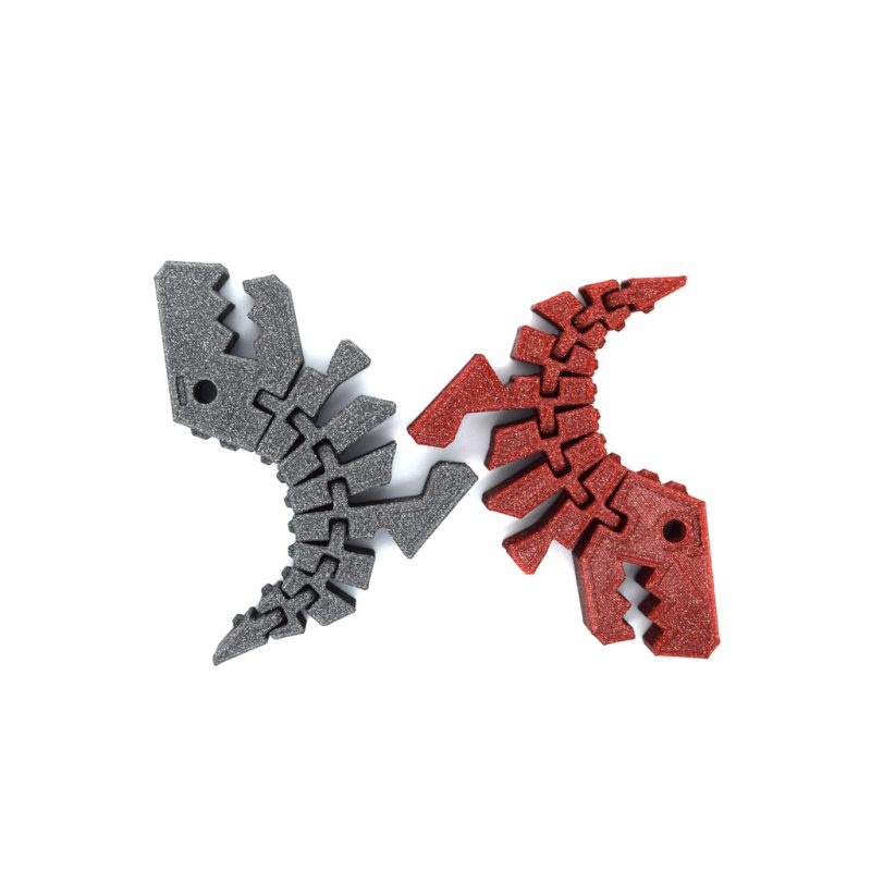 2x Rex dinosaurie flexible decoration red-gray