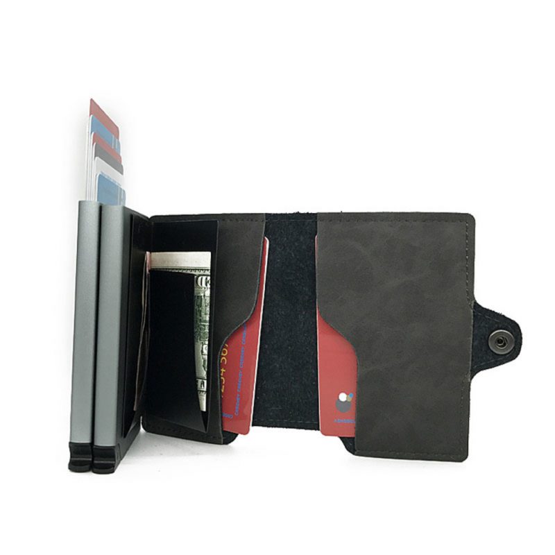 Double Square Wallet RFID Draft Card Holder Gray